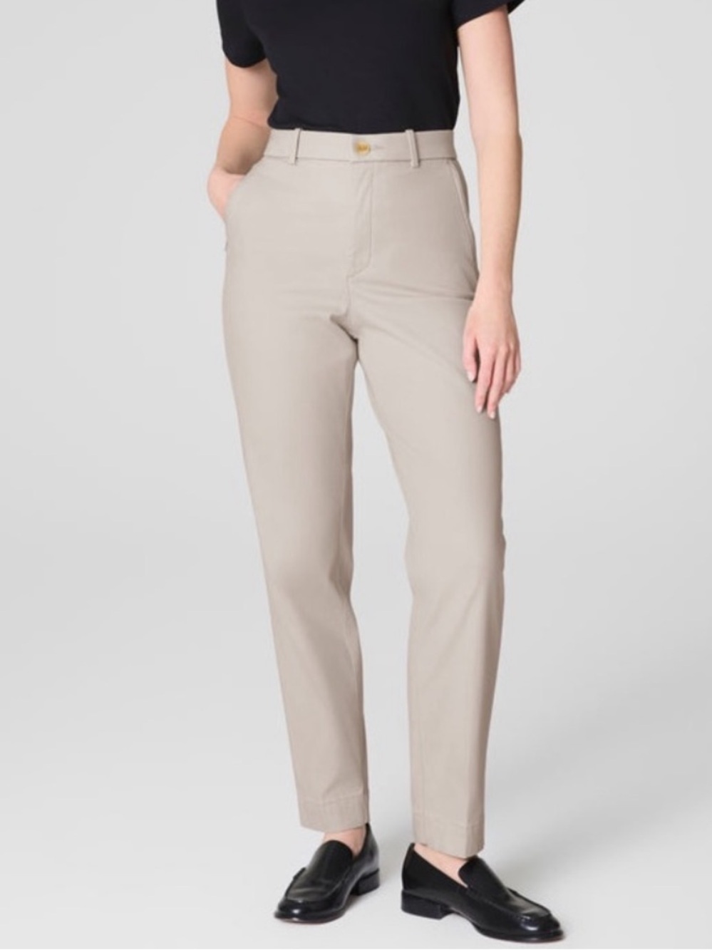 NWT SPANX Stretch Twill Straight Pants Large Petite Bone